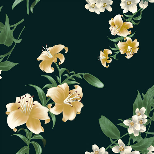 Lillies on dark ground by Chloehallluke Lillies on dark ground in Illustration and Graphics Inspiration by Chloehallluke