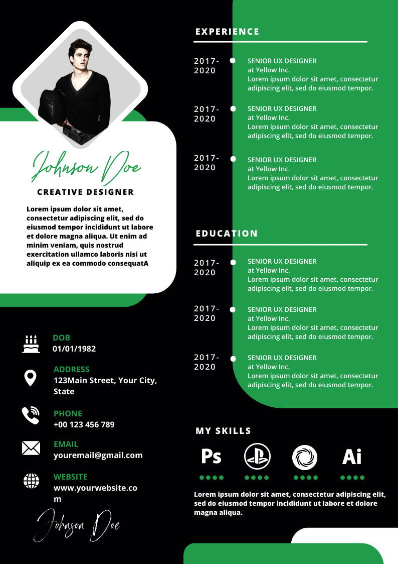 Modern Bold resume design by Sreyashi Adhikary Modern Bold resume design in Resume Design Inspiration by Sreyashi Adhikary
