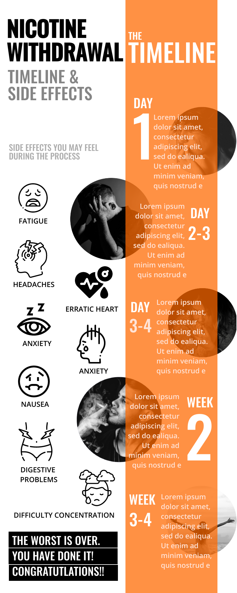 NICOTINE WITHDRAWAL EDUCATION INFOGRAPHICS in Infographic Design Inspiration by Sreyashi Adhikary