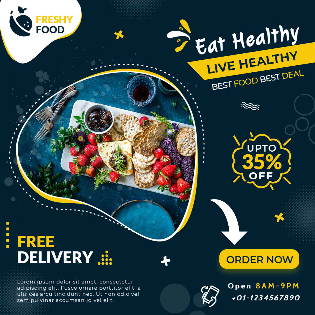 Eat Healthy And Live Healthy by Graphinir Eat Healthy And Live Healthy in Instagram Post Design Inspiration by Graphinir