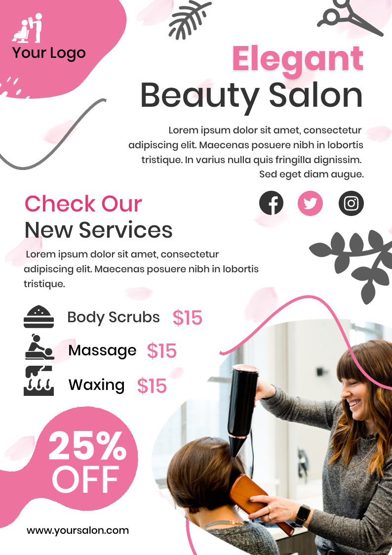 Elegant Beauty Salon Flyer by Graphinir Elegant Beauty Salon Flyer in Print flyer design Inspiration by Graphinir