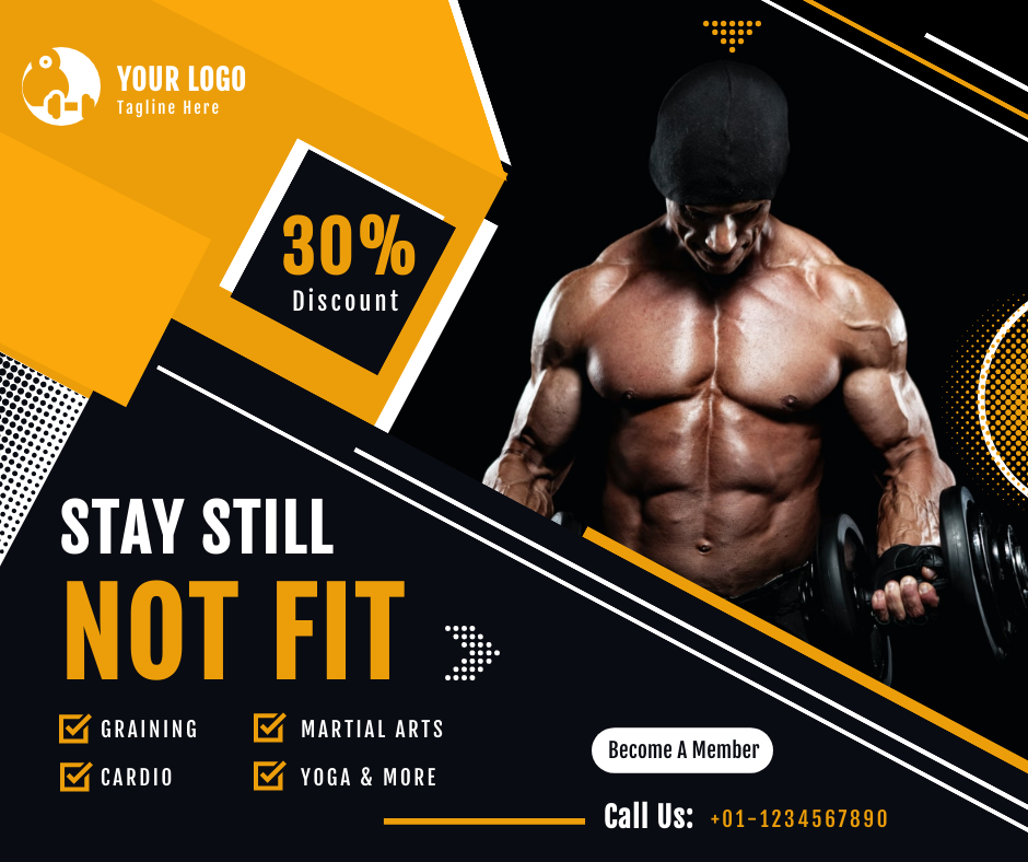 Stay Still Not Fit Gym FB Post by Graphinir Stay Still Not Fit Gym FB Post in Facebook Post Design Inspiration by Graphinir