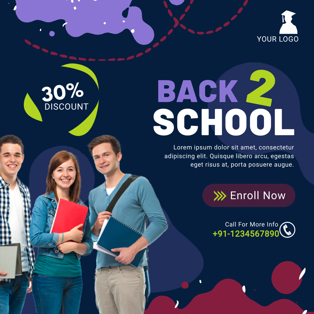 Back To School Instagram Post in Instagram Post Design Inspiration by Graphinir