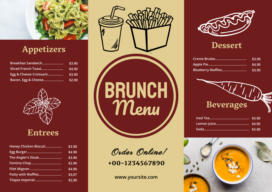 Brunch Buffet Menu in Menu (Landscape) Inspiration by Graphinir