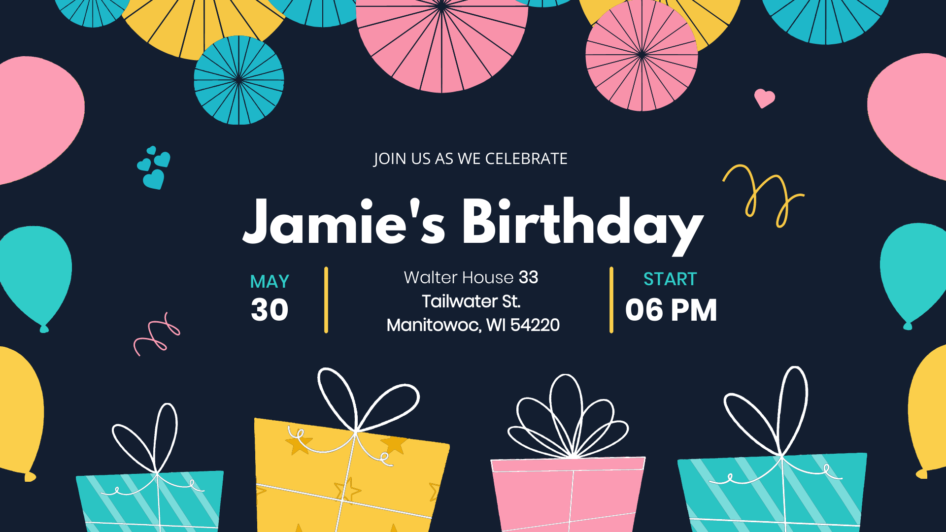 Birthday Celebration Event FB Cover in Facebook Event Cover Inspiration by Graphinir