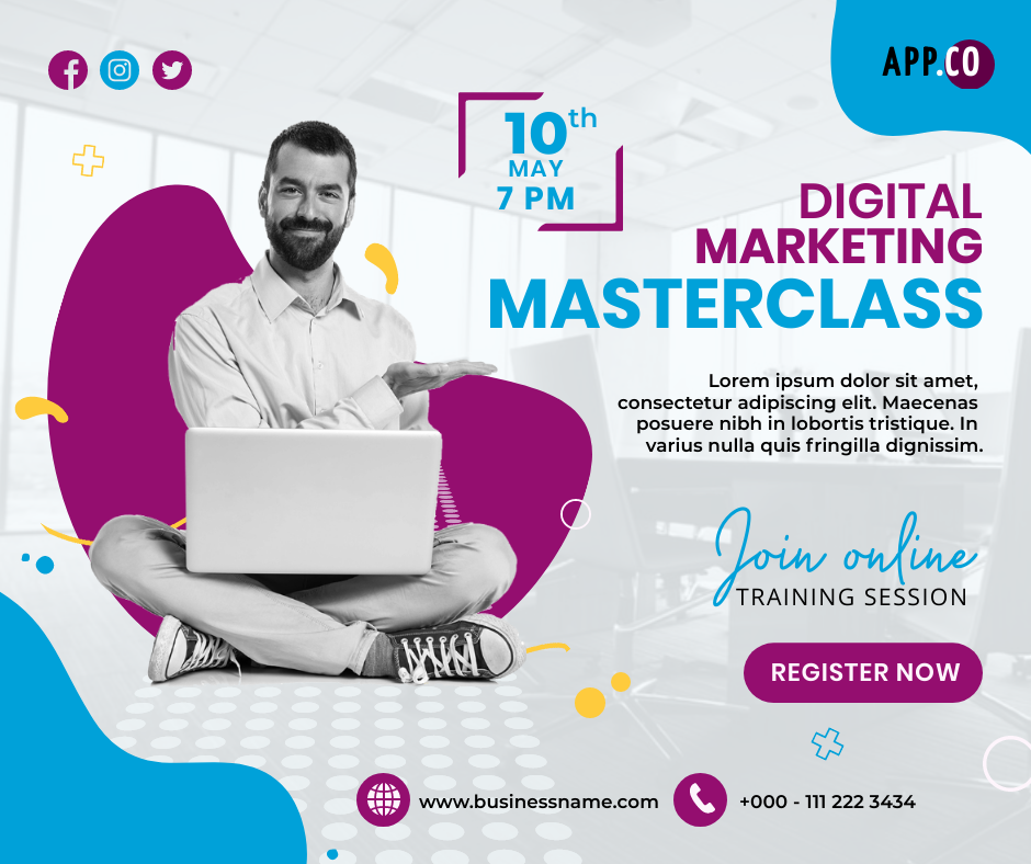 Digital Marketing Masterclass FB Post in Facebook Post Design Inspiration by Graphinir