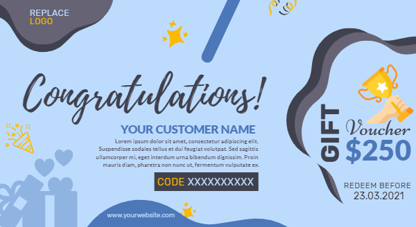 Personalised Customer Congratulation Gift Card by Graphinir Personalised Customer Congratulation Gift Card in Gift cards Inspiration by Graphinir