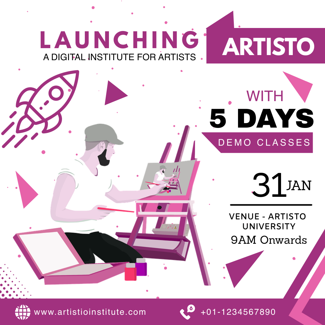 Business Launch- Digital Institute For Artist by Graphinir Business Launch- Digital Institute For Artist in Instagram Post Design Inspiration by Graphinir