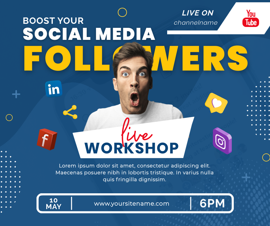 Social Media Followers Live Workshop by Graphinir Social Media Followers Live Workshop in Facebook Post Design Inspiration by Graphinir