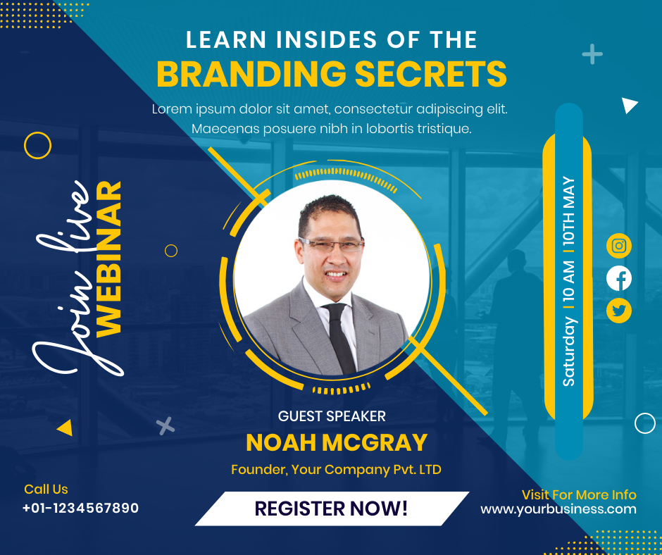 Branding Secrets Live Webinar by Graphinir Branding Secrets Live Webinar in Facebook Post Design Inspiration by Graphinir