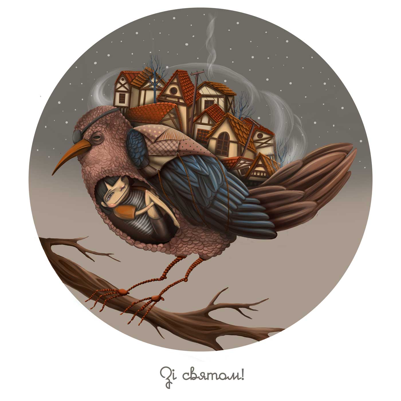 Christmass bird in Invitation Card Design Inspiration by Gabriella Tegze