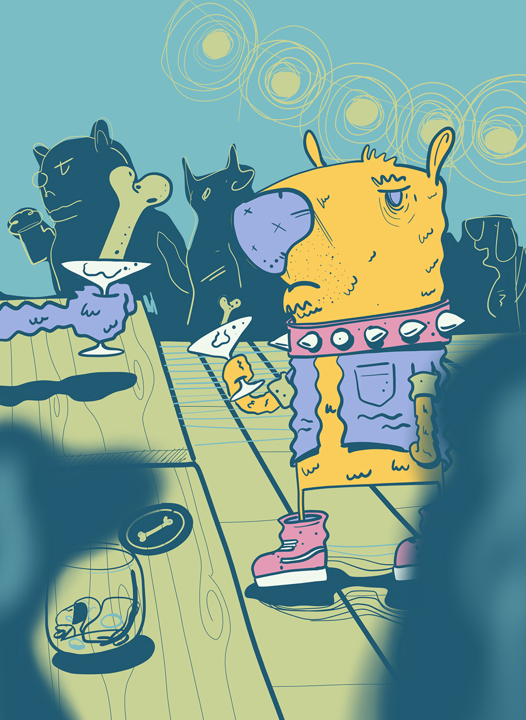 Dog in bar in Illustration and Graphics Inspiration by Ulises Costilla