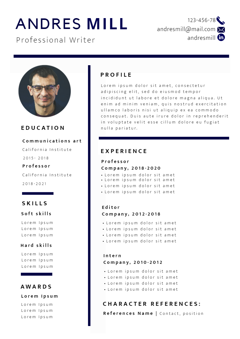 Minimalist writer resume by Cleofe D. Minimalist writer resume in Resume Design Inspiration by Cleofe D.