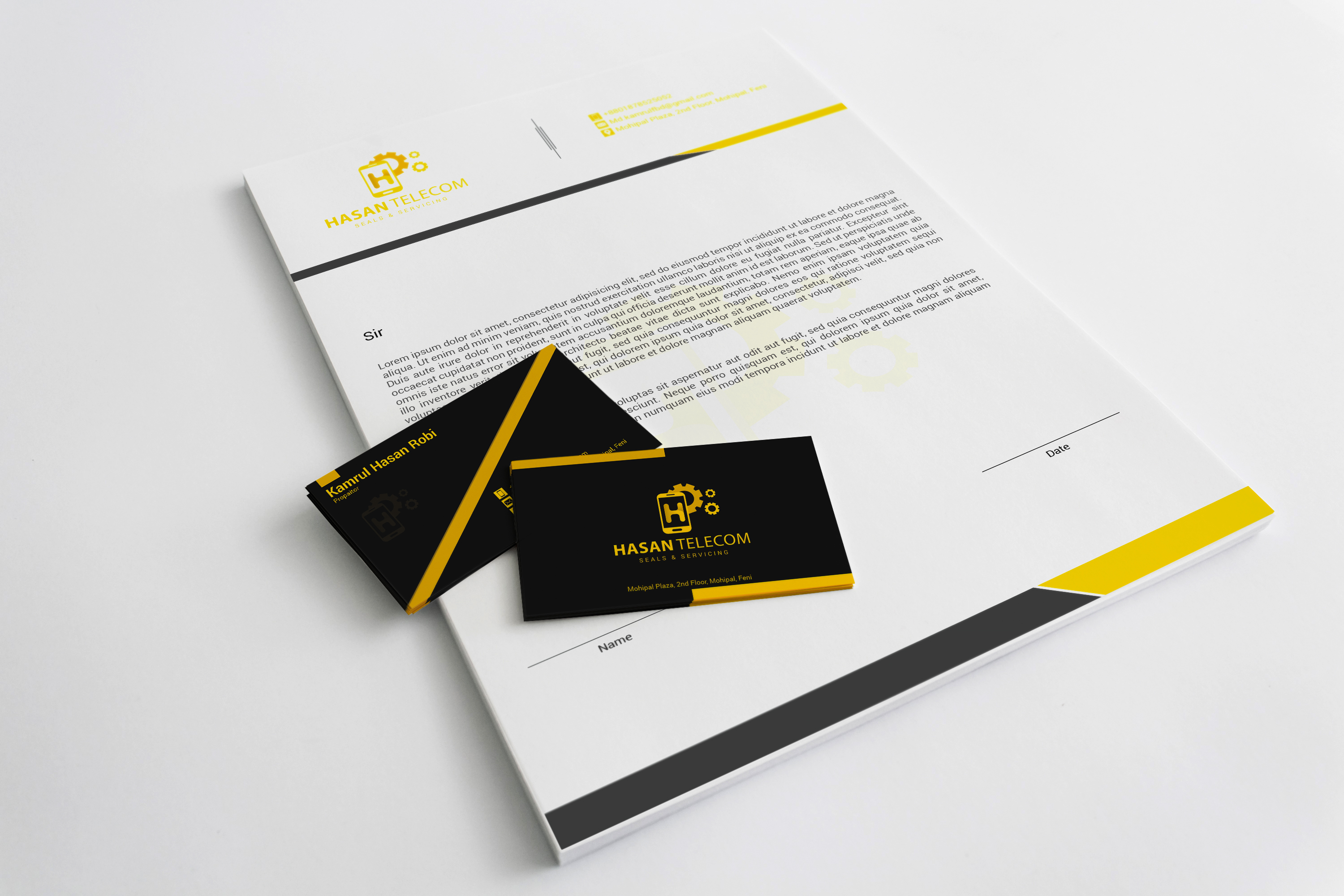 Business card with letterhead in Letterhead Design Inspiration by Mdanik018