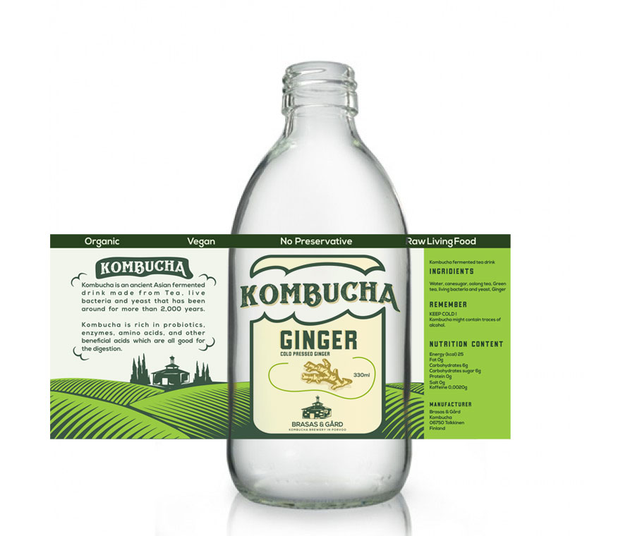 Label - Kombucha -_- Ginger by F_a_t_a_l_a_n Label - Kombucha -_- Ginger in Label Design Inspiration by F_a_t_a_l_a_n