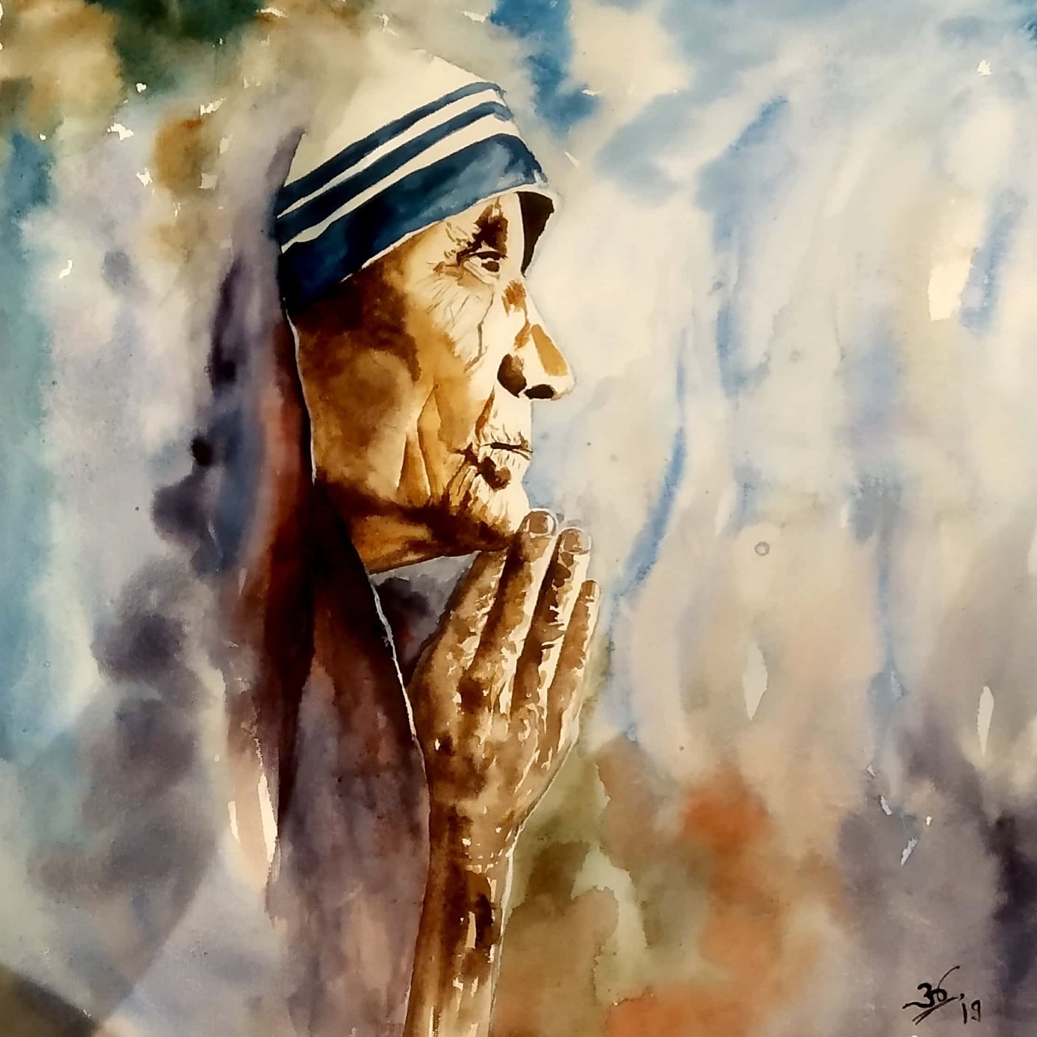 Mother Teresa in Drawing Inspiration by Anugrah Mishra