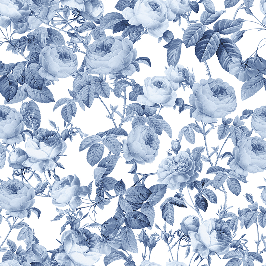Chinoiserie blue garden with Pierre-Joseph Redouté rose by Uta Naumann Chinoiserie blue garden with Pierre-Joseph Redouté rose in Vintage Art Inspiration by Uta Naumann