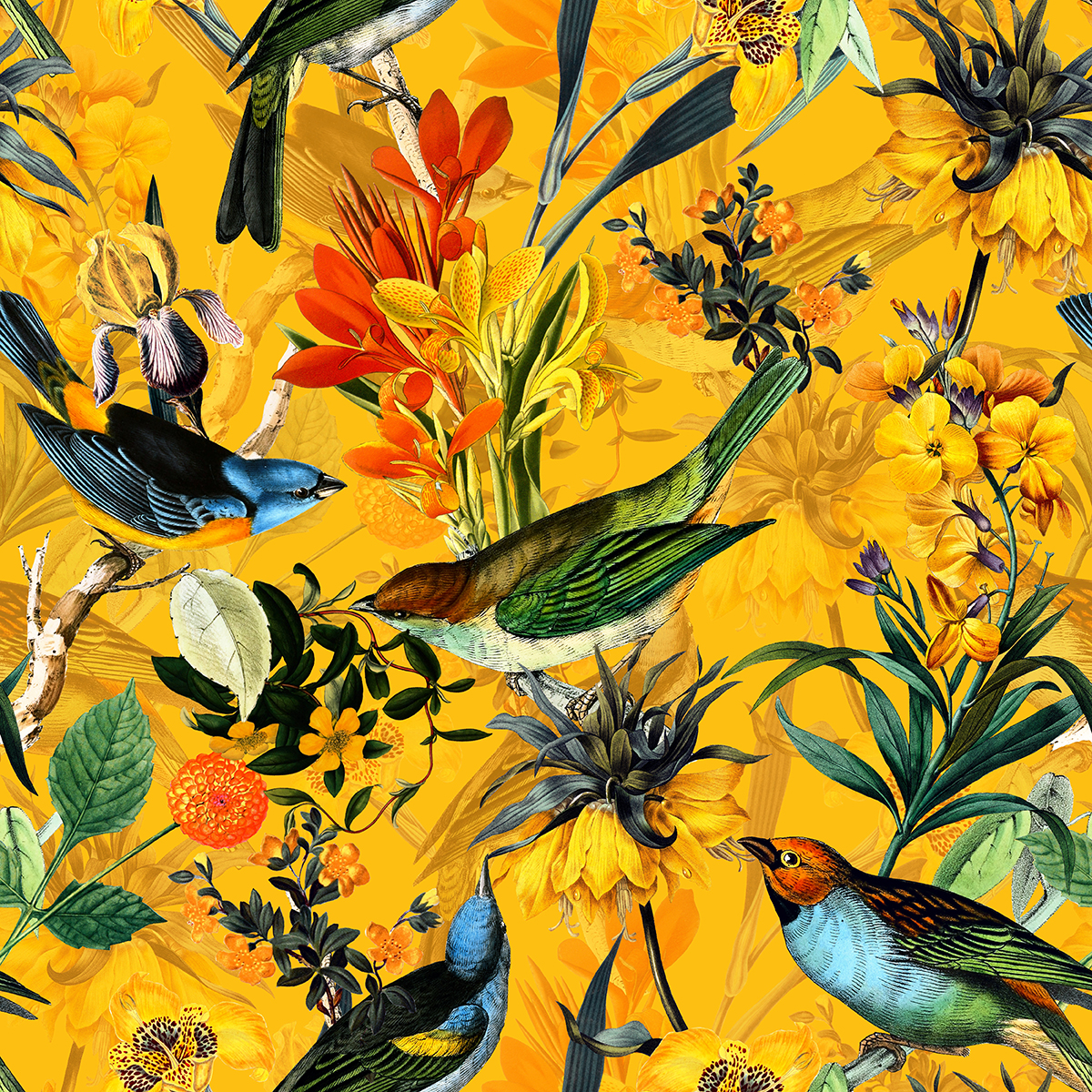 Vintage Bird Summer Garden in Vintage Art Inspiration by Uta Naumann