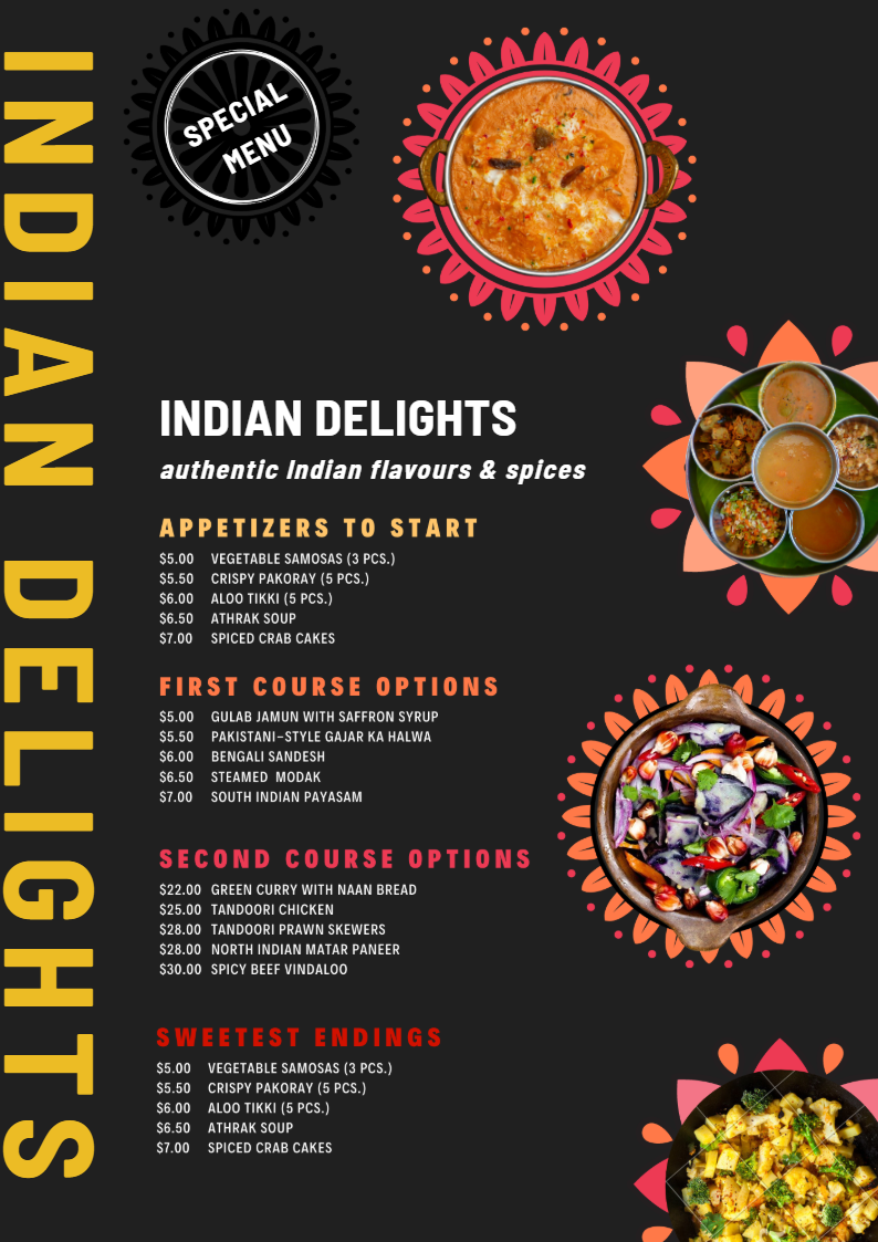 Indian Restaurant Menu Design