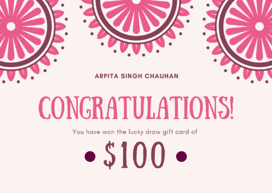 Lucky Draw Congratulations Gift Card in Gift cards Inspiration by Arpita Singh Chauhan