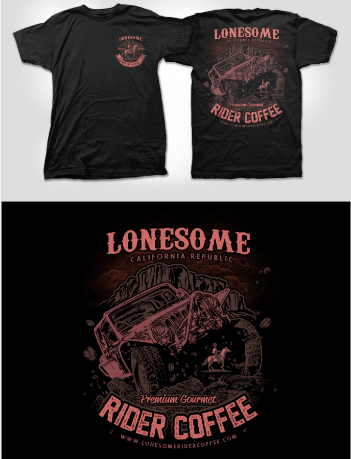 Lonesome Rider Coffee Company T-shirt by Wildbrain Lonesome Rider Coffee Company T-shirt in T-Shirt Design Inspiration by Wildbrain