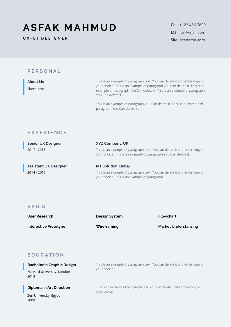 Minimalist Resume Design in Resume Design Inspiration by Asfak Mahmud