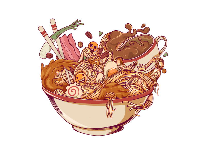 Ramen and Coffee by Harsimran Singh Ramen and Coffee in Illustration and Graphics Inspiration by Harsimran Singh