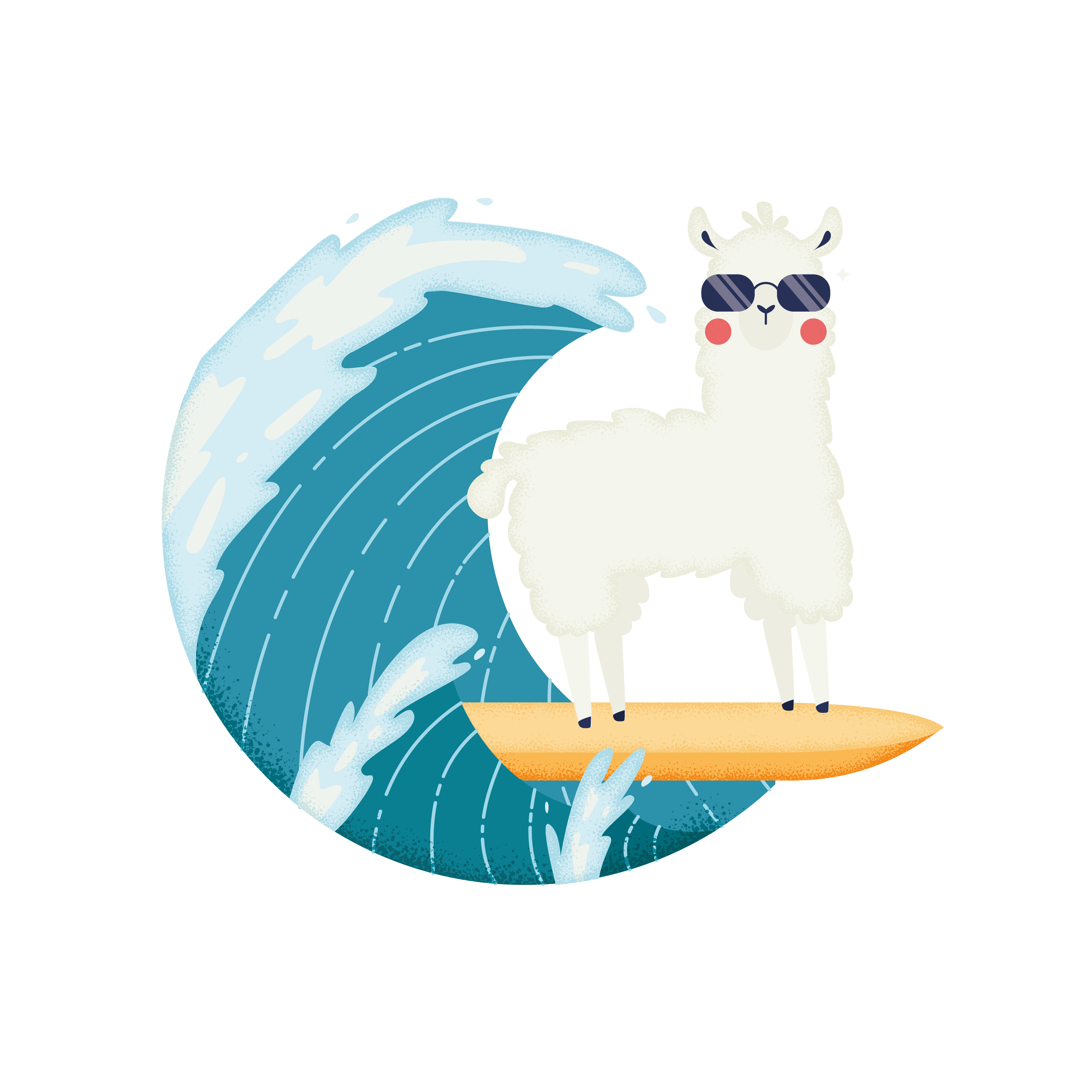 Surfing Llama Drawing BY Haru Graphic 218504 Designhill