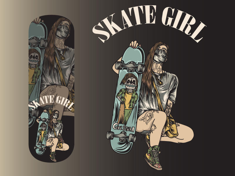 SKATEGIRL in T-Shirt Design Inspiration by Ndarujunior