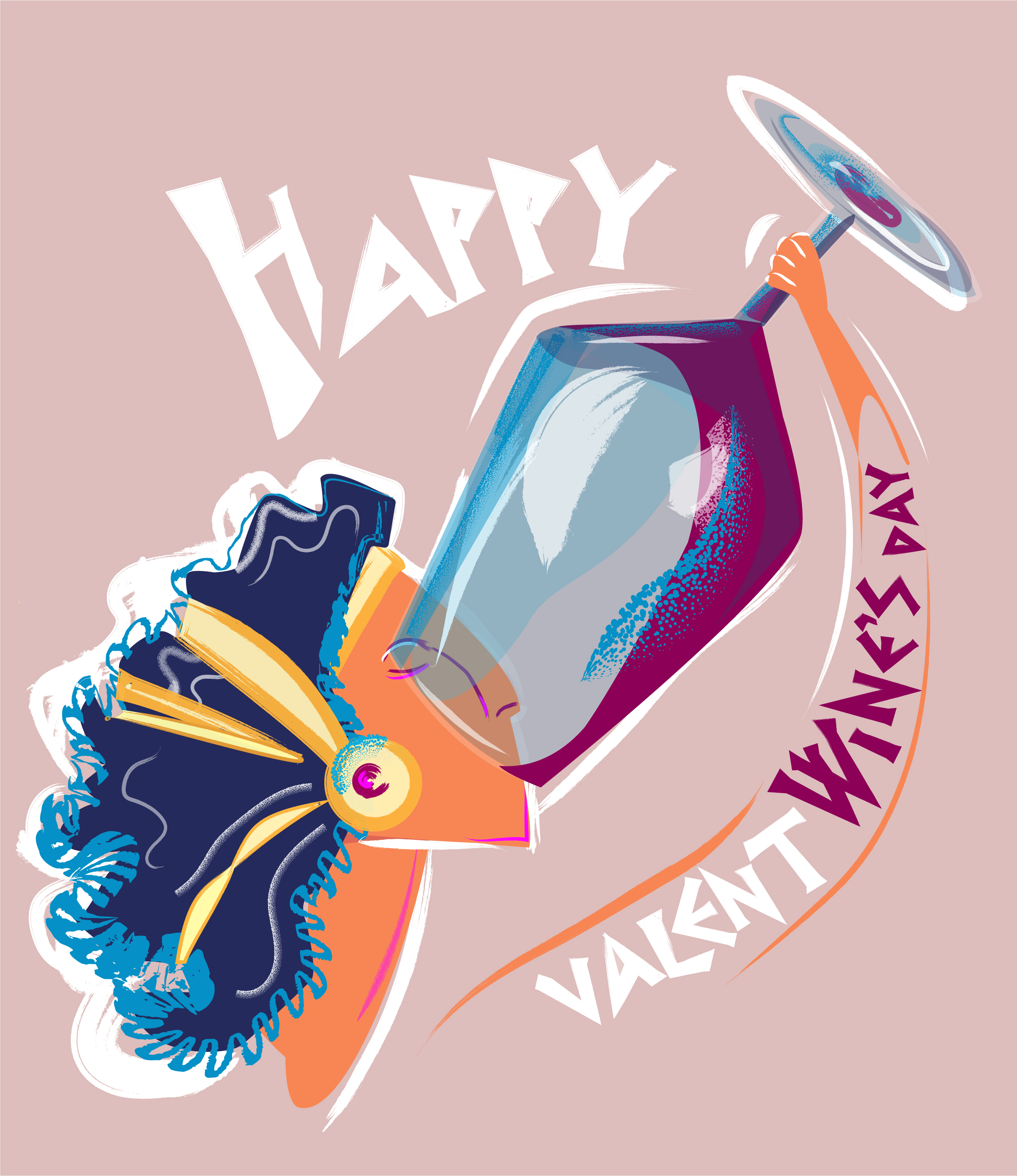 Happy ValentWine's Day in Vector Art Inspiration by Viktoriya Naumova