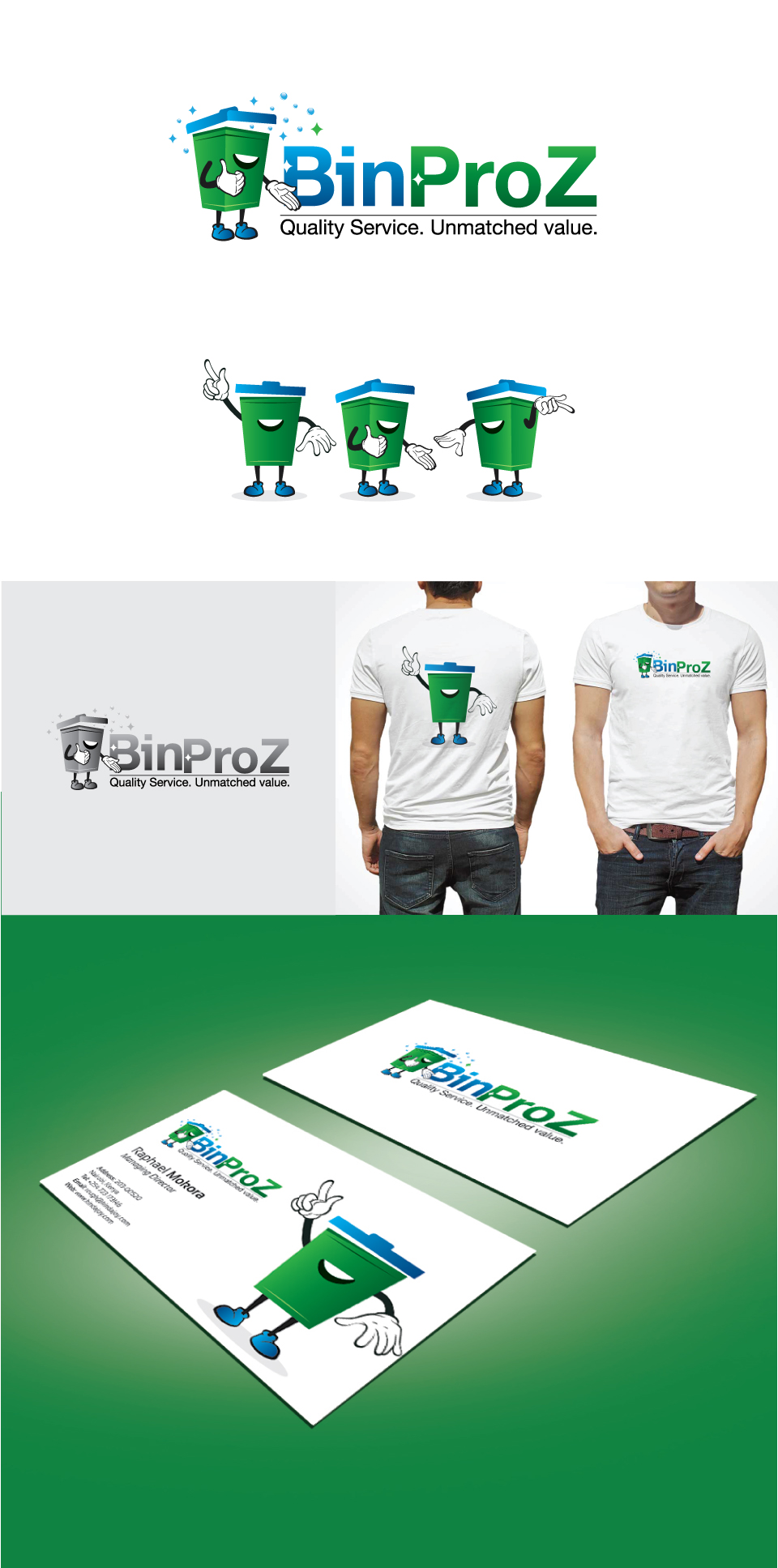 logo and stationery for a garbage company - BinProz in Logo & Brand Identity Inspiration by Dockrapho