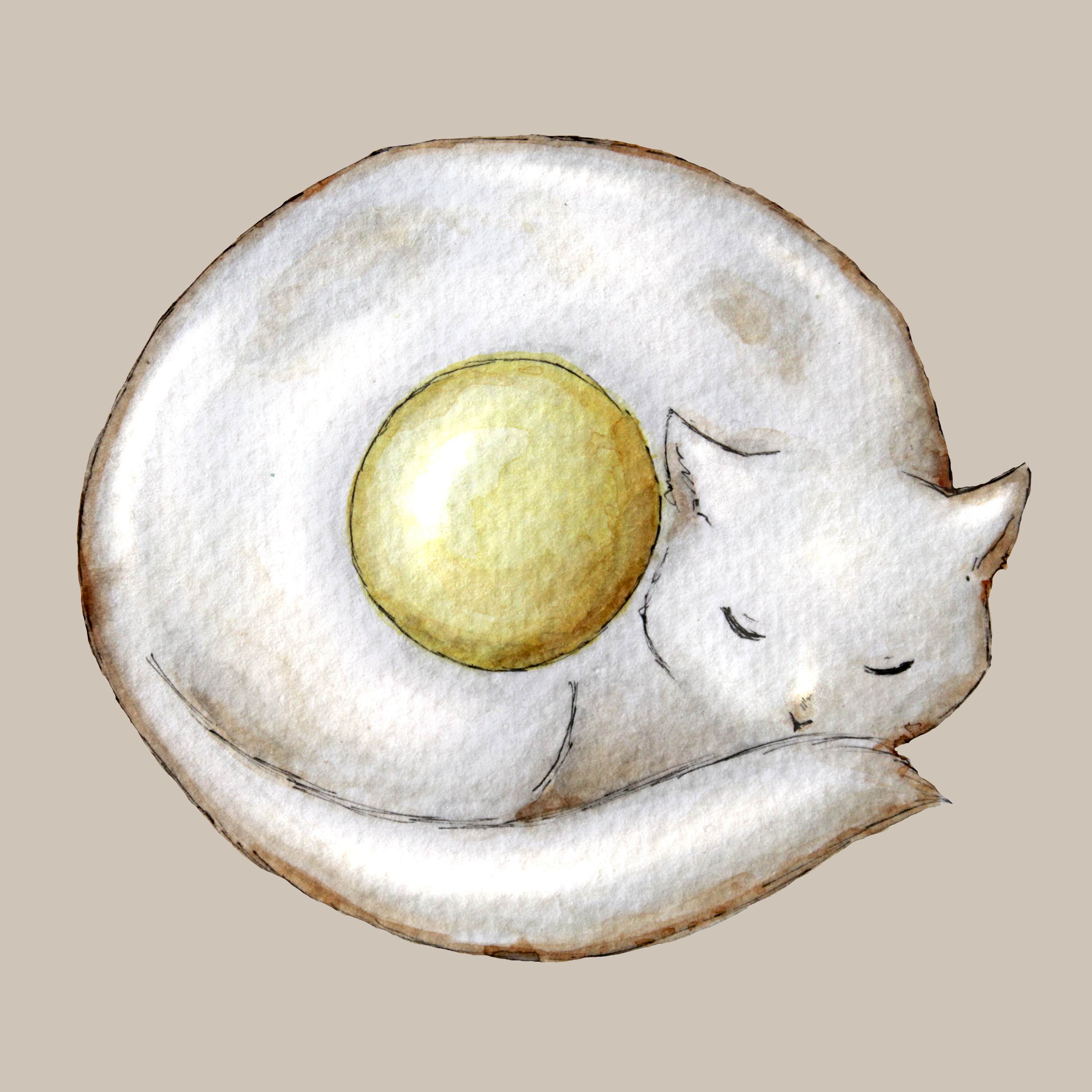 Fried egg cat in Drawing Inspiration by Denise Martinelli