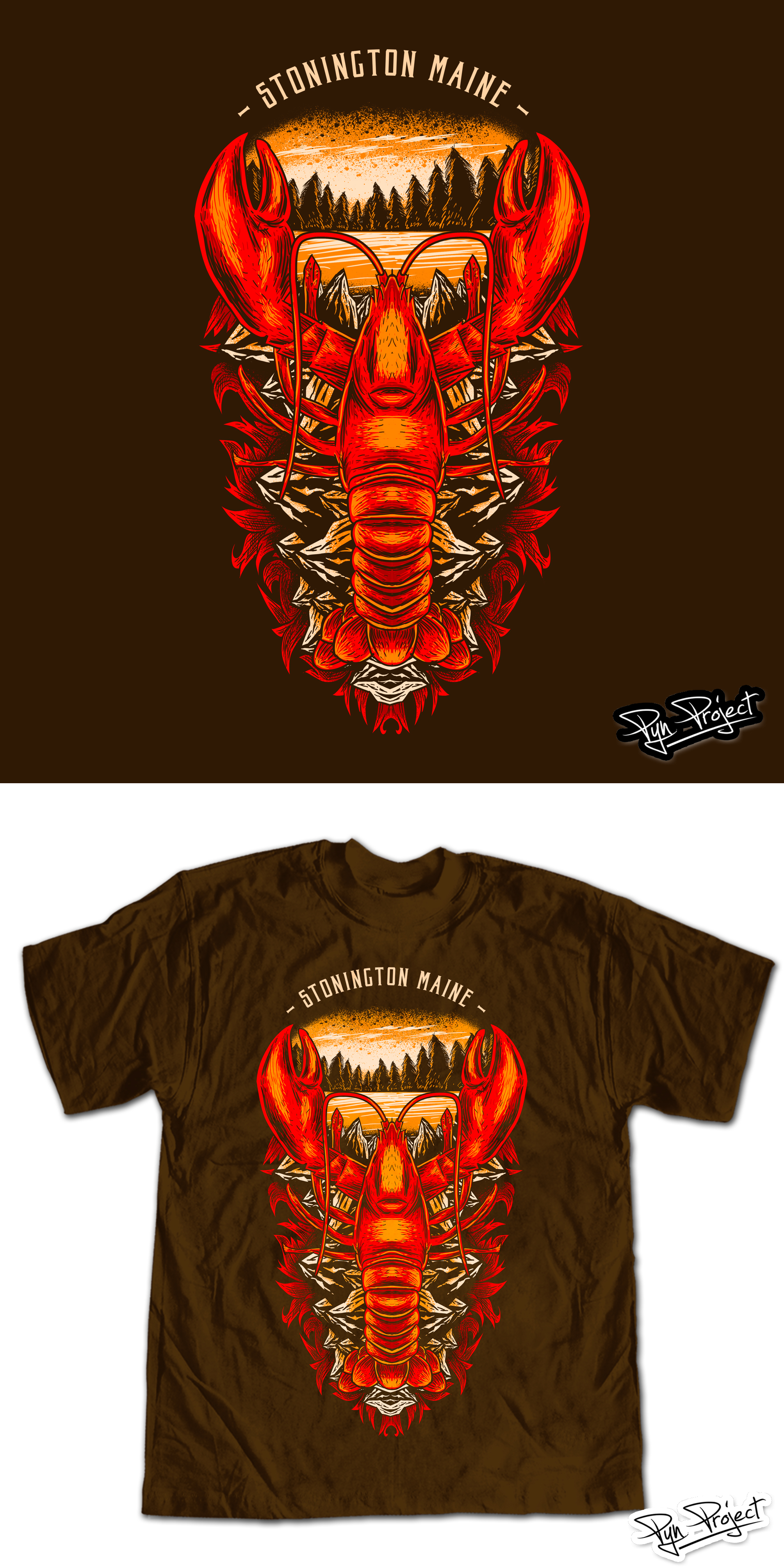 Maine Lobster T-Shirt Design in T-Shirt Design Inspiration by Pyn Project