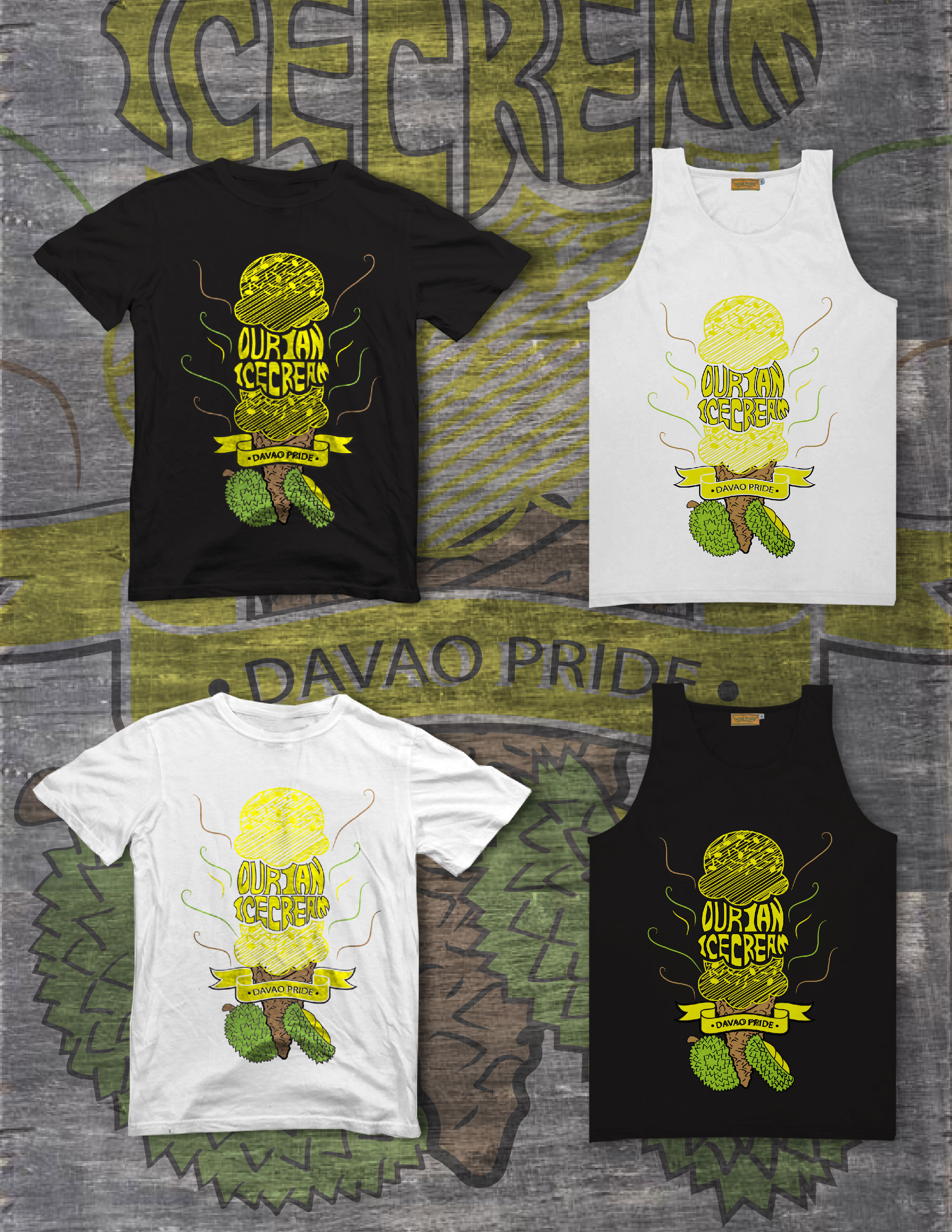 Davao Durian Ice Cream by Louie.deguzman1031 Davao Durian Ice Cream in T-Shirt Design Inspiration by Louie.deguzman1031