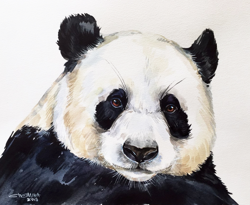 Panda. Original watercolor painting in Mobile Cover Design Inspiration by Hanna Melnychenko
