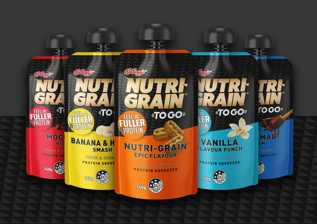Nutri-Grain – TO GO Protein Squeezer’s by Jam&co Nutri-Grain – TO GO Protein Squeezer’s in Packaging Design Inspiration by Jam&co