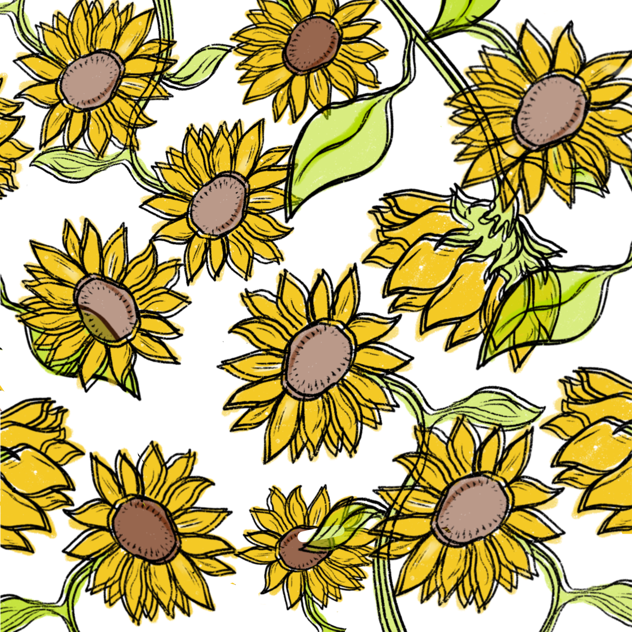 Sunflowers in Pattern & Surface Design Inspiration by Lupita Albarrán