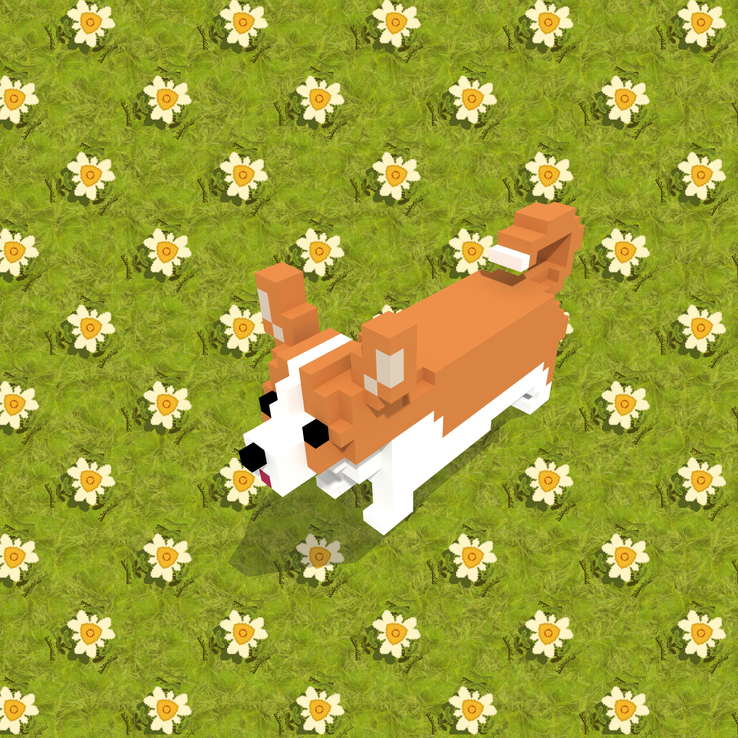 Voxel dog and the flowers by Wagner Ponciano De Souza Voxel dog and the flowers in Cartoon & Caricature Inspiration by Wagner Ponciano De Souza