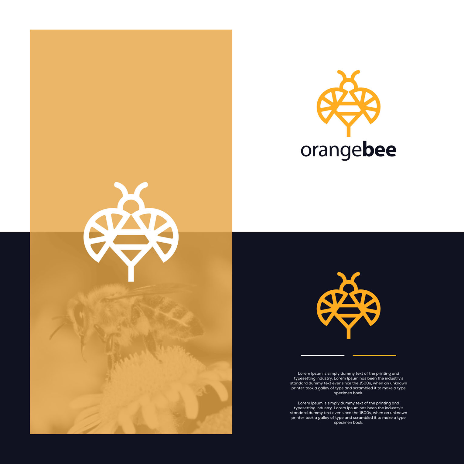 Bee and Orange Fruit Logo Design Concept in Illustration and Graphics Inspiration by Dekwa