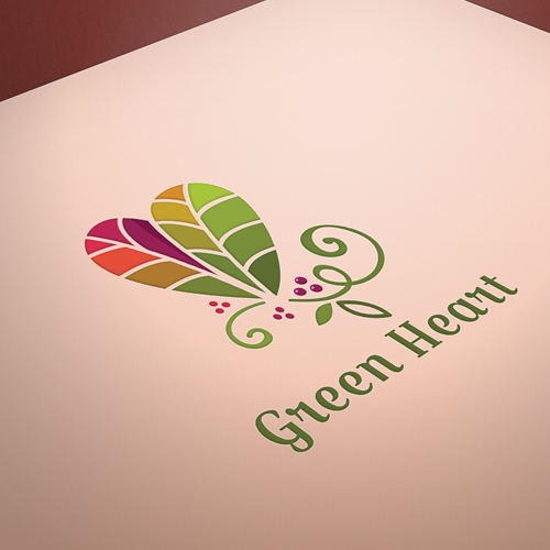 Green Heart Readymade logo design for sale by Dalia Green Heart Readymade logo design for sale in Logo Design Inspiration by Dalia