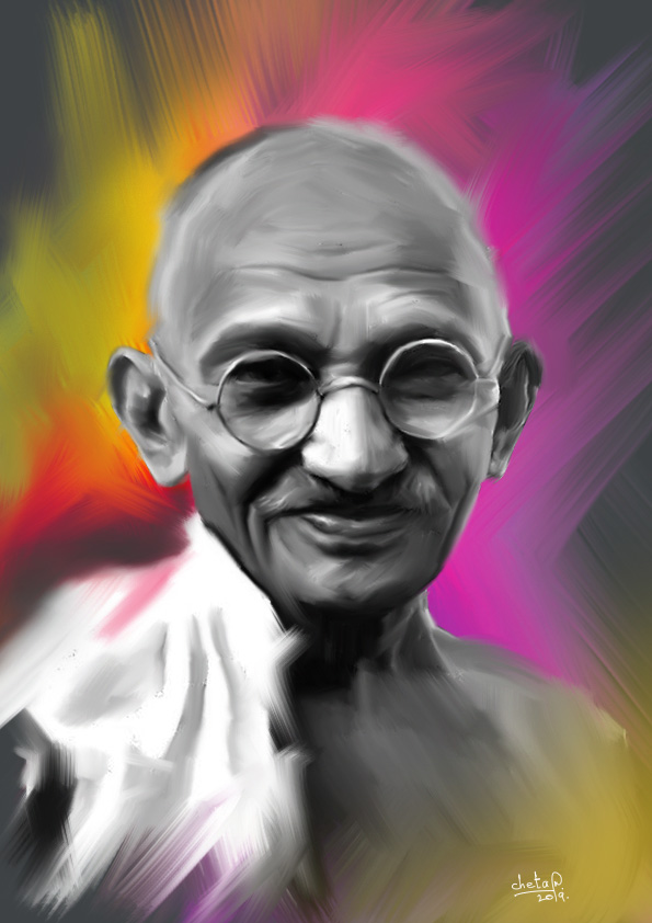 Mk gandhi by Chetan Joshi Mk gandhi in Digital Painting Inspiration by Chetan Joshi