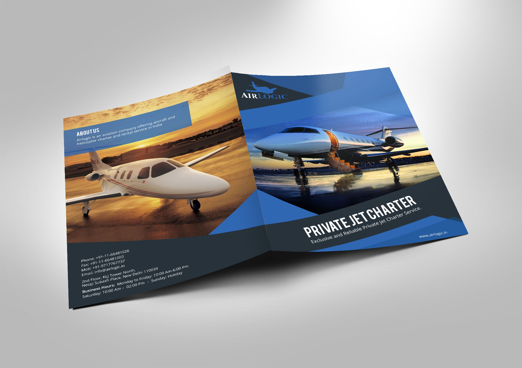 Private Jet Company Bi Fold Brochure by Ak Graphics Solutions Private Jet Company Bi Fold Brochure in Brochure Design Inspiration by Ak Graphics Solutions