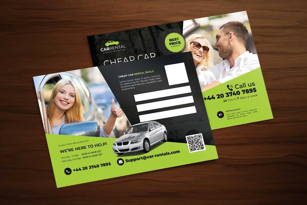 Car Rental Post Card in Postcard design Inspiration by Prohallad4373