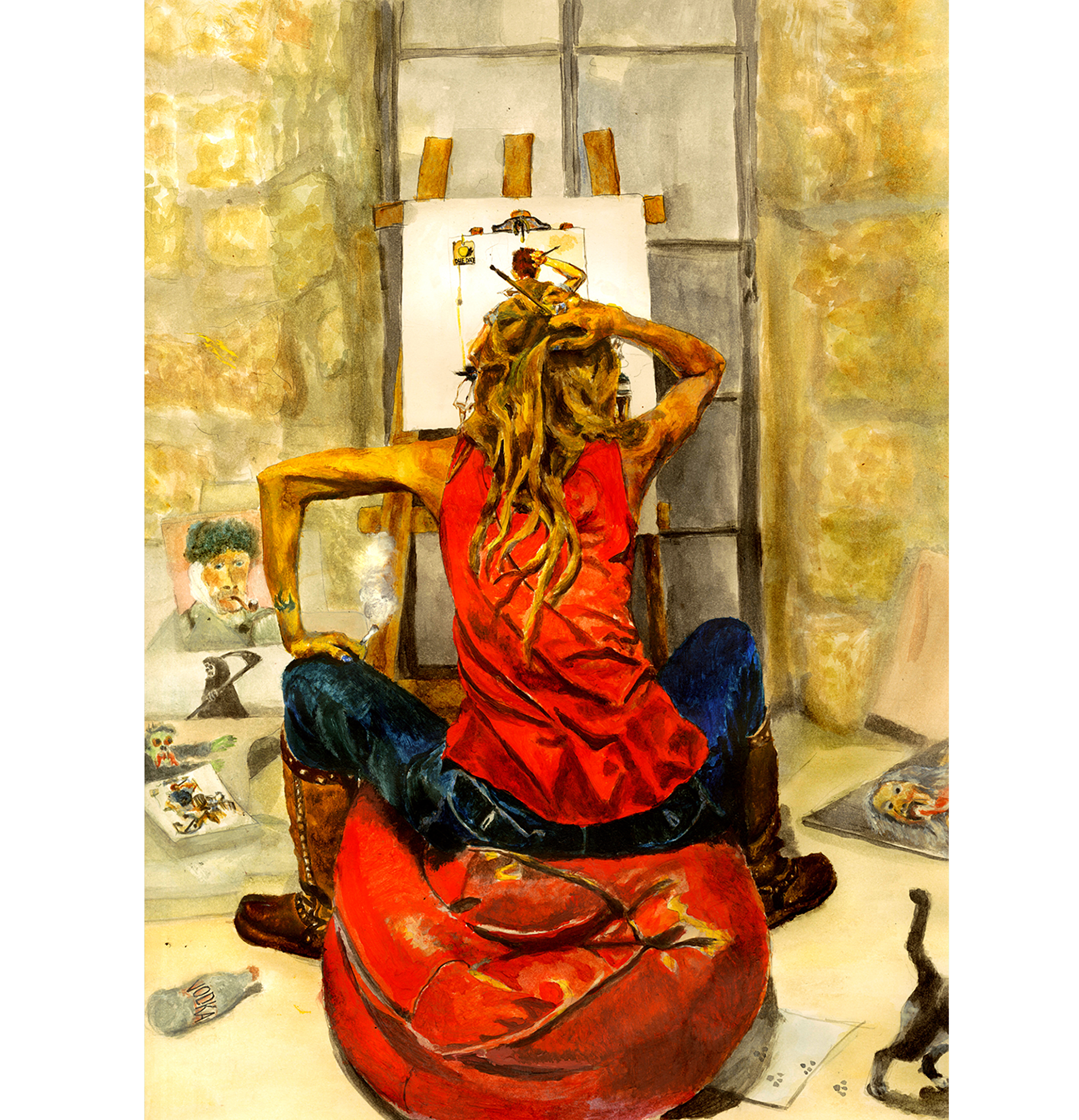 Norman Rockwell homage- selfportrait by Anya Ligay Norman Rockwell homage- selfportrait in Drawing Inspiration by Anya Ligay