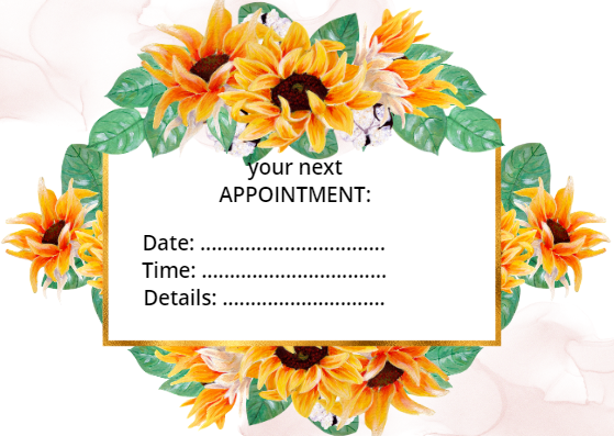 Elegant Watercolor Sunflower Appointment Card by Andreea Eremia Elegant Watercolor Sunflower Appointment Card in Card Inspiration by Andreea Eremia