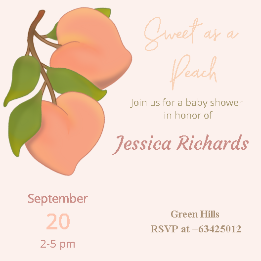 Sweet as a Peach by Joanne Advin Sweet as a Peach in Invitation Card Design Inspiration by Joanne Advin