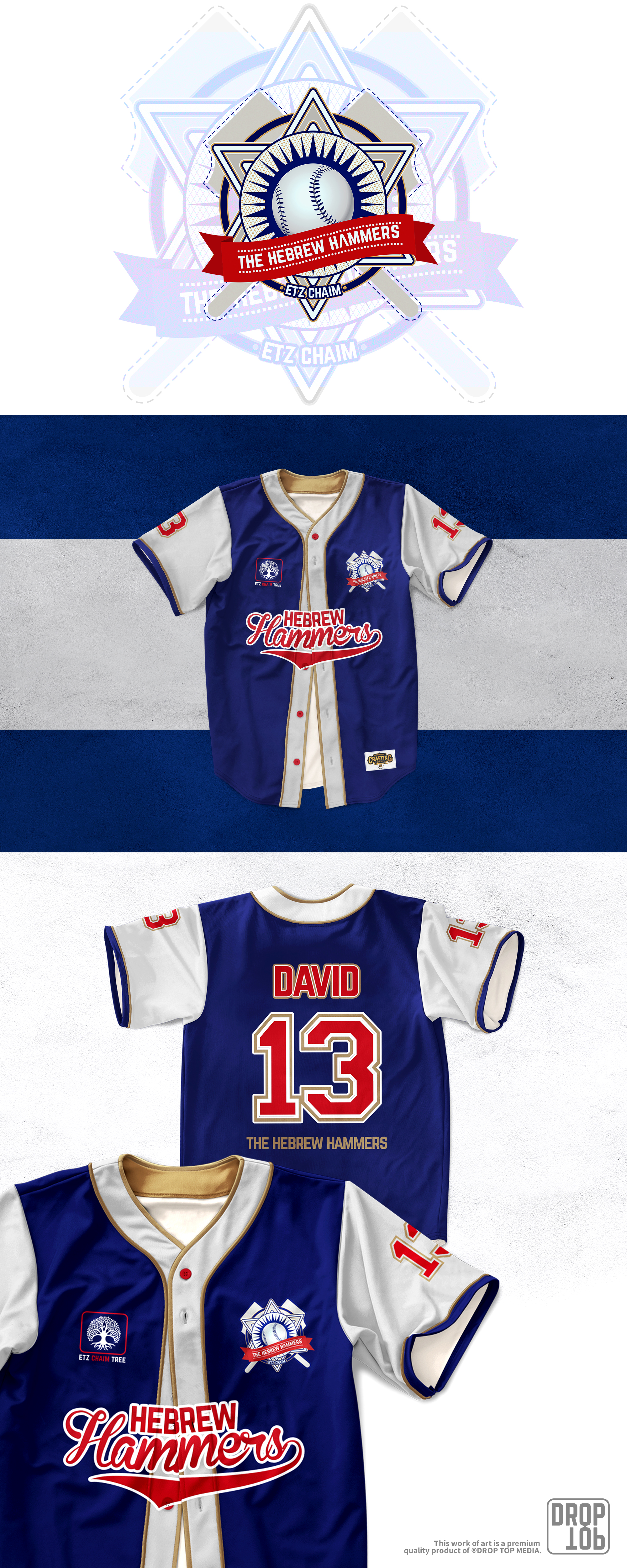 The Hebrew Hammers (Badge by Droptop® The Hebrew Hammers (Badge in T-Shirt Design Inspiration by Droptop®