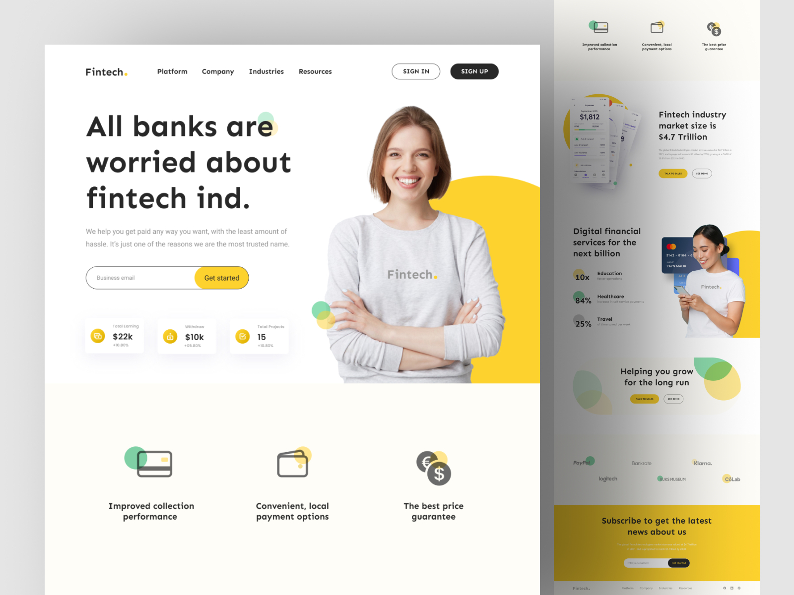 Online Banking I Fintech Landing Page in Website Design Inspiration by Shimulz