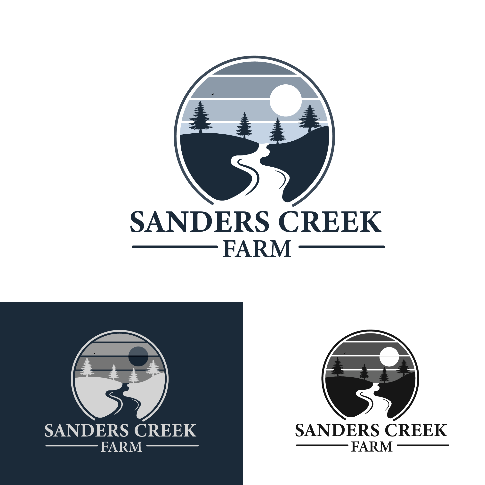 Sunset Over Creek Logo in Logo Design Inspiration by Wunar