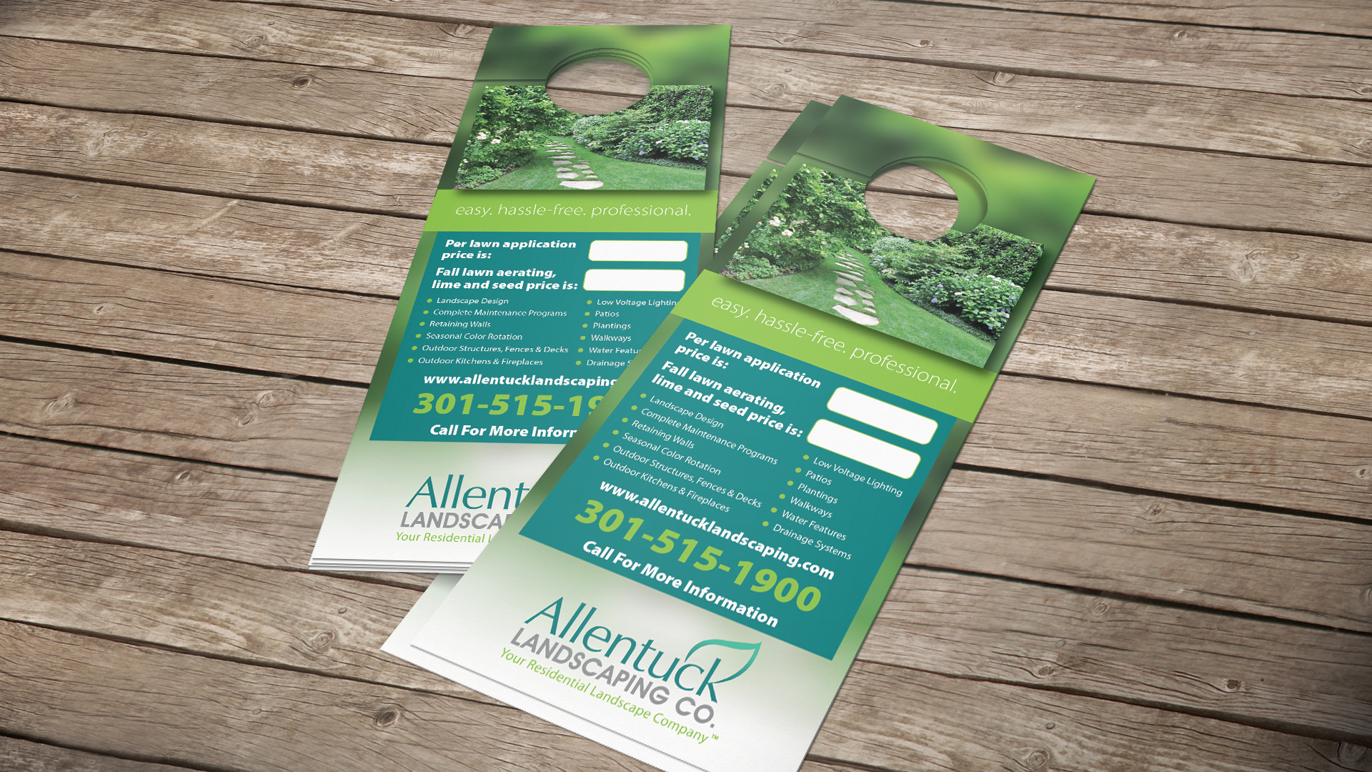 Allentuck Landscaping Co. Door Hanger by Angela Cini Allentuck Landscaping Co. Door Hanger in Print flyer design Inspiration by Angela Cini